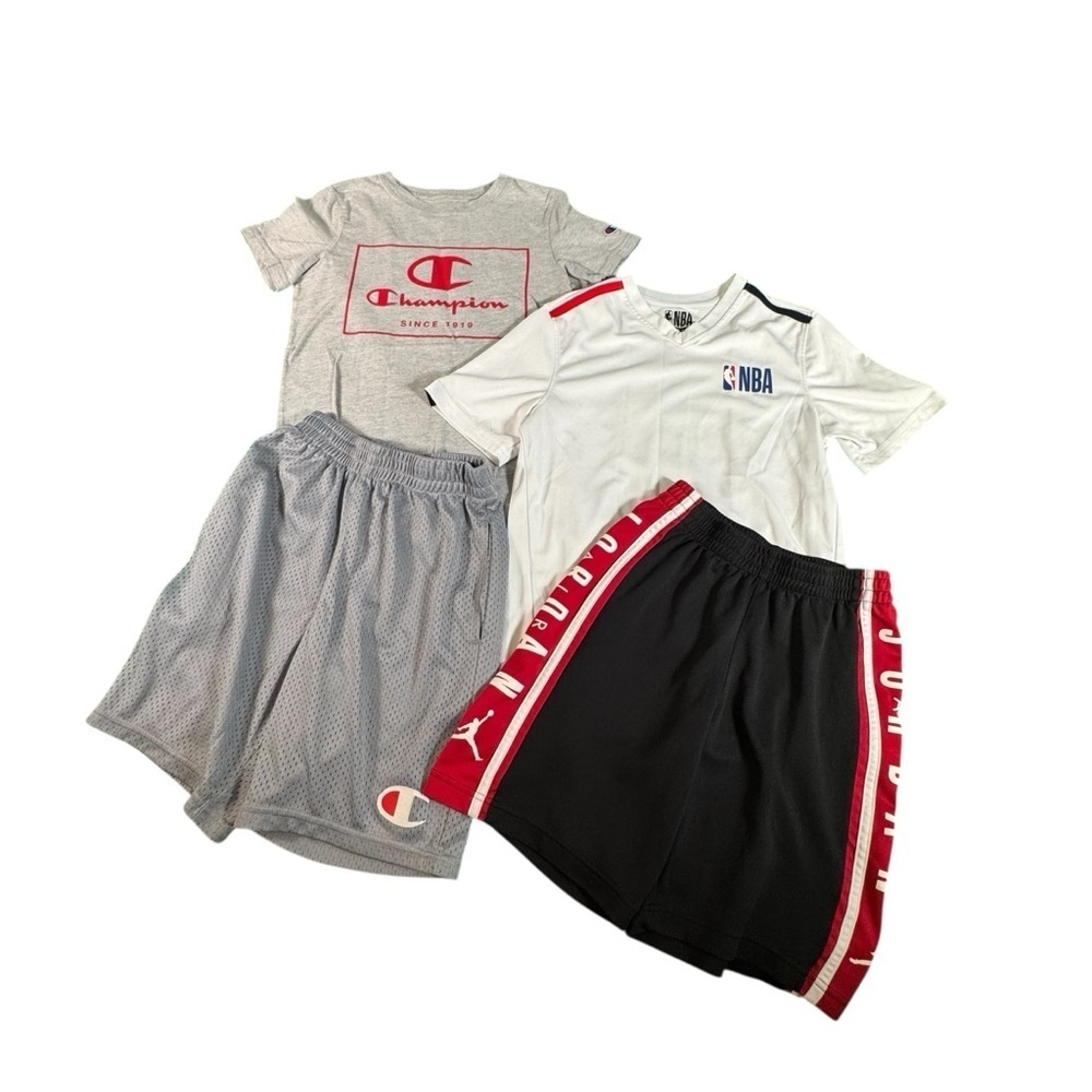 Boys Youth Medium Athletic Lot Champion NBA Jordan Shorts Shirts 4-Piece